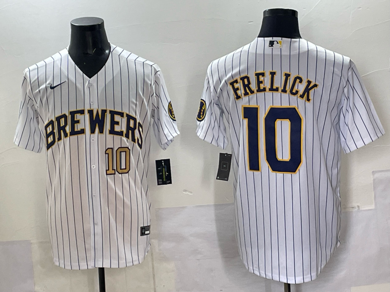 Men Milwaukee Brewers #10 Frelick white 2025 Nike NFL JERSEY 001->milwaukee brewers->MLB Jersey